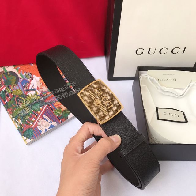 Gucci皮帶 古馳爆款荔枝紋牛皮 Gucci真皮腰帶 男女同款  xfp2148